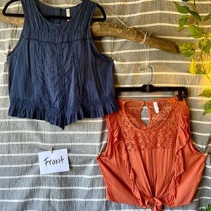 Set of 2 Boho Crop Tanks